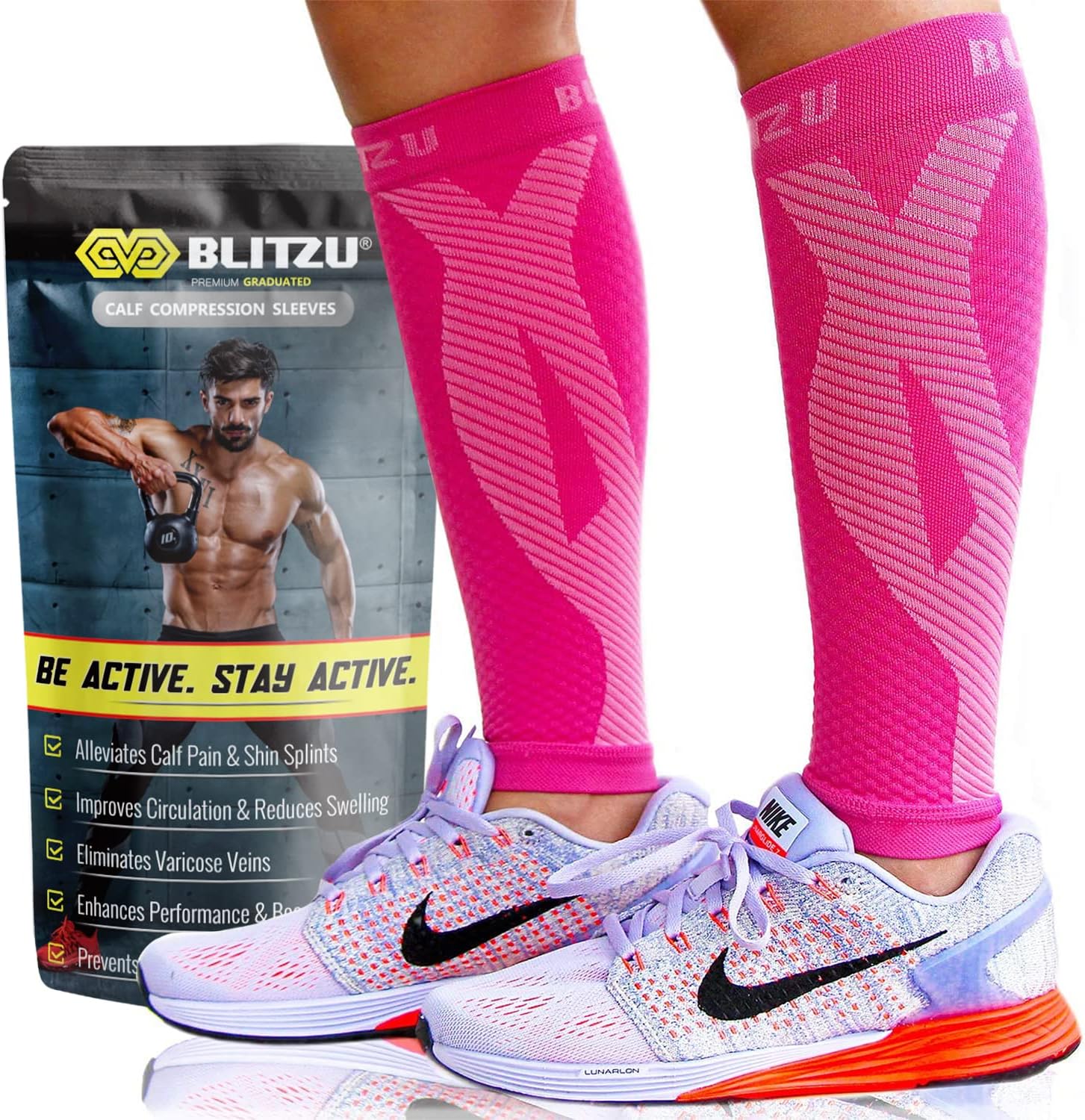 Calf Compression Sleeve for Men & Women Footless Compression Socks Support Runners Leg Sleeve Shin Splints Pain Relief