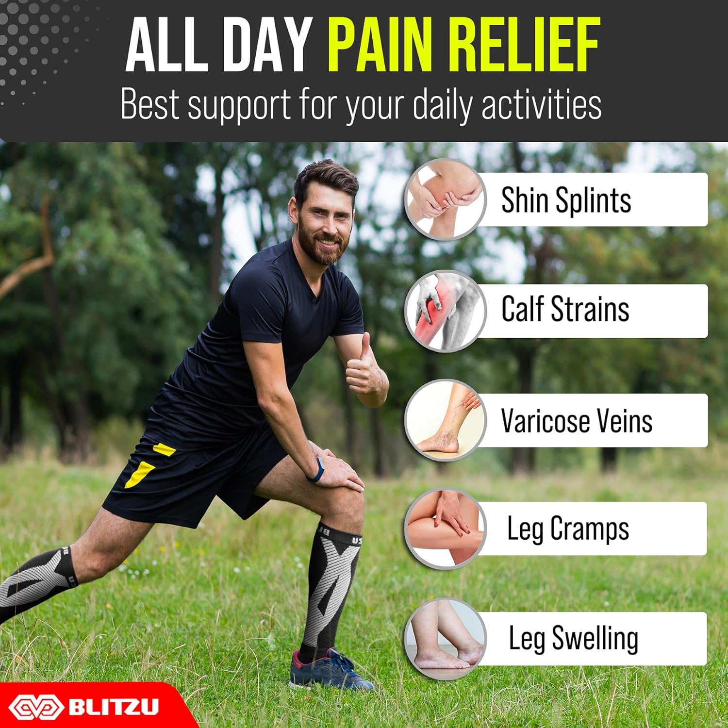 Calf Compression Sleeve for Men & Women Footless Compression Socks Support Runners Leg Sleeve Shin Splints Pain Relief - Image 2