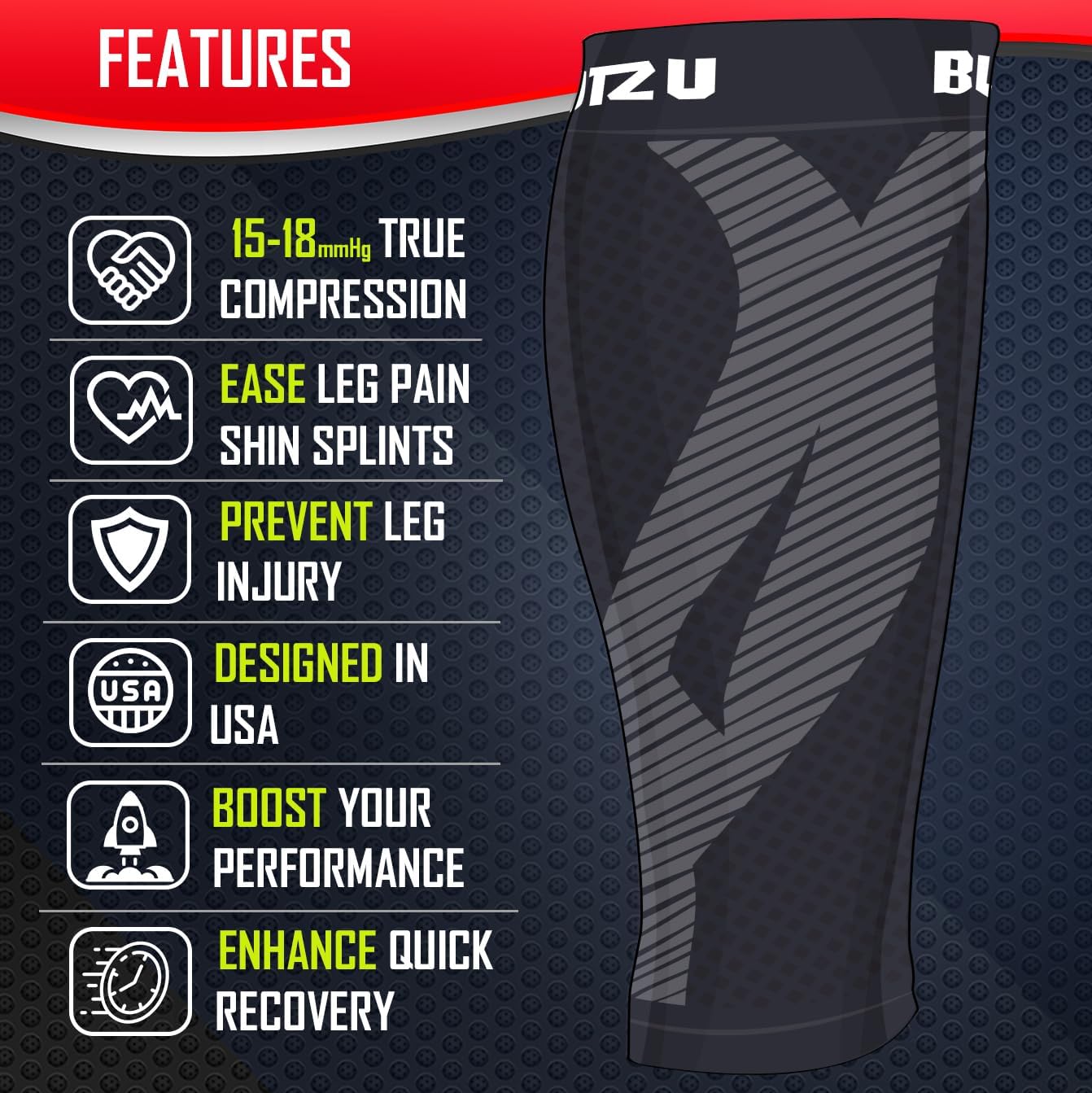 Calf Compression Sleeve for Men & Women Footless Compression Socks Support Runners Leg Sleeve Shin Splints Pain Relief - Image 5