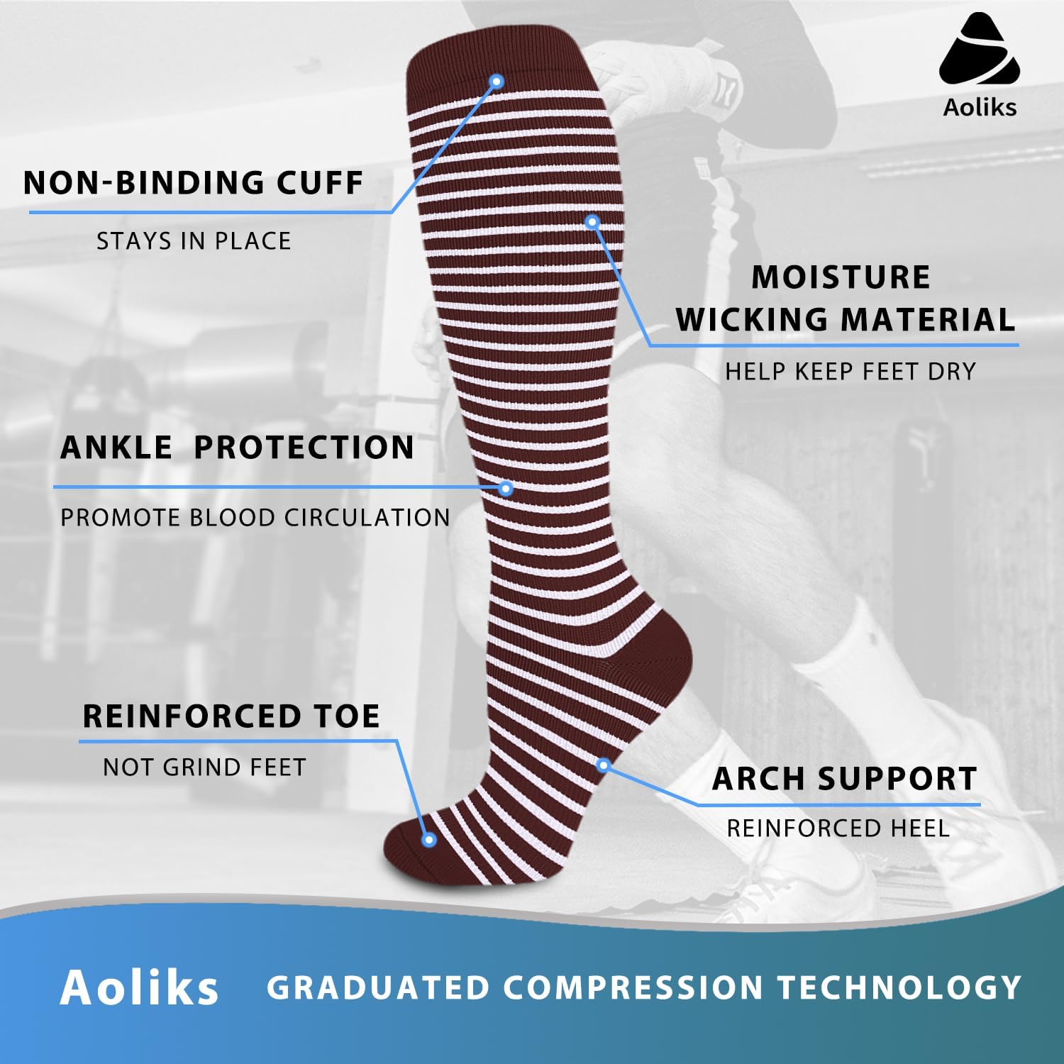 Compression Socks for Women and Men Circulation (3 Pairs) - Best for Nursing,Running,Travel Knee High Socks - Image 5