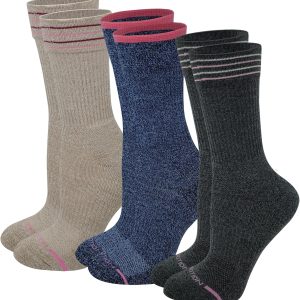 Compression Crew Socks For Women Outdoor Hiking Walking With Enhanced Cushion And Breathable Arch Support 3 Pairs