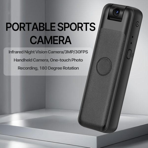 Pocket Action Camera,Infrared Night Vision Camera,3 Megapixel 30FPS Handheld Camcorder,One Click Photo Recording,180 Degree Rotation,Microphone, Clip Bracket. - Image 2